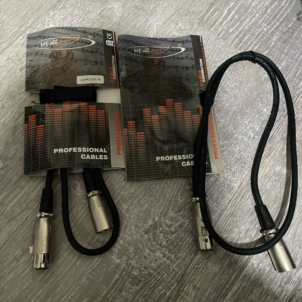 XLR audio cords 2 pc set new  1 meter long 3 ft